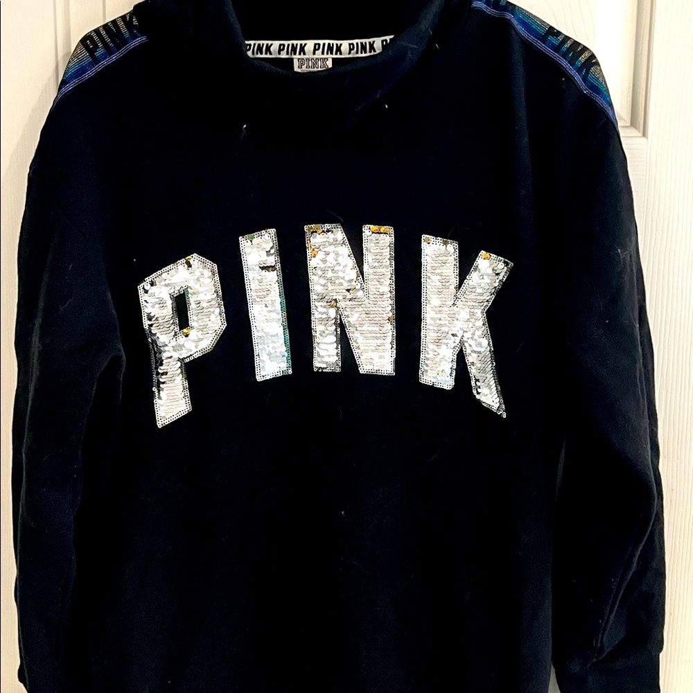 Pink turtleneck sweatshirt
